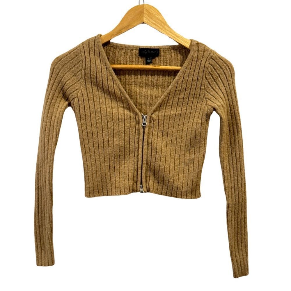 Say What Double zip Plush Crop top Size Small